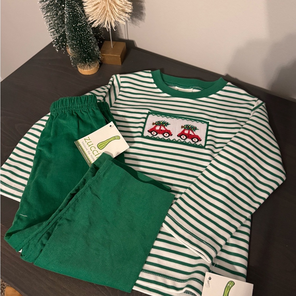Green Striped Kids Pajama Set